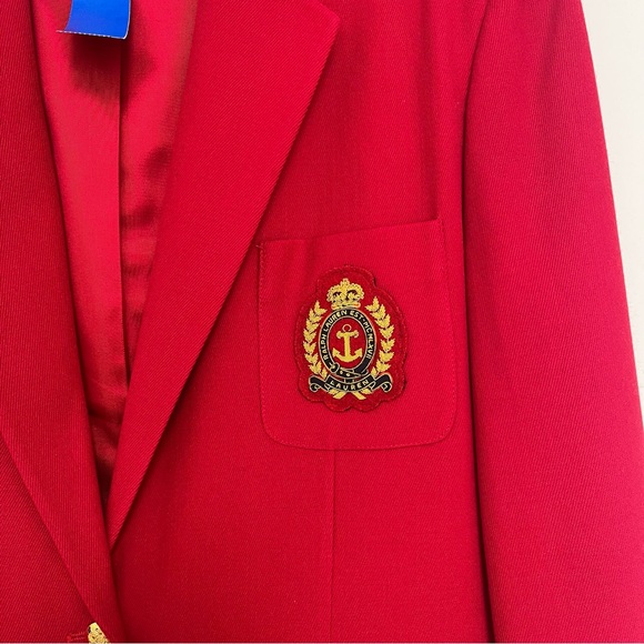 Lauren Ralph Lauren 16 XL Wool Blazer Jacket RL Lined Christmas Red - Picture 2 of 7